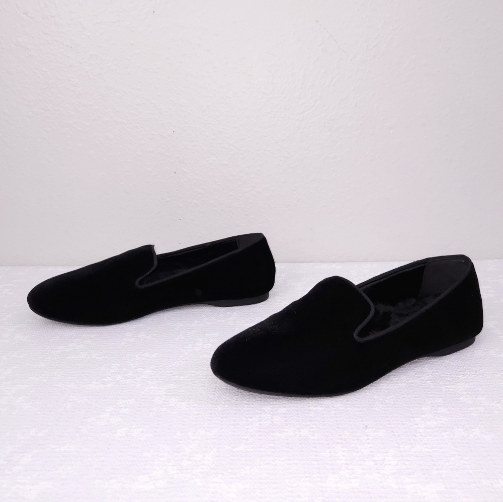 BIRDIES The Starling Velvet Flats US 8.5 Black Faux-Fur Lined Slip-On Loafer - Picture 3 of 11
